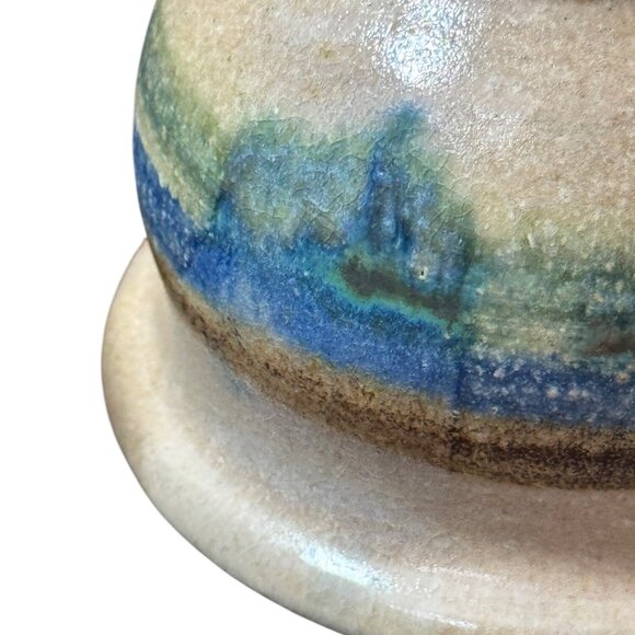 Vintage Handcrafted Ceramic Lidded Jar With Earthy Tones & Rustic Finish - Picture 7 of 10